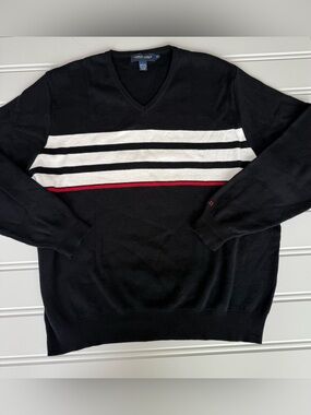 Polo Golf Ralph Lauren Sweater Mens XXL 2XL Cotton V Neck Striped 2005